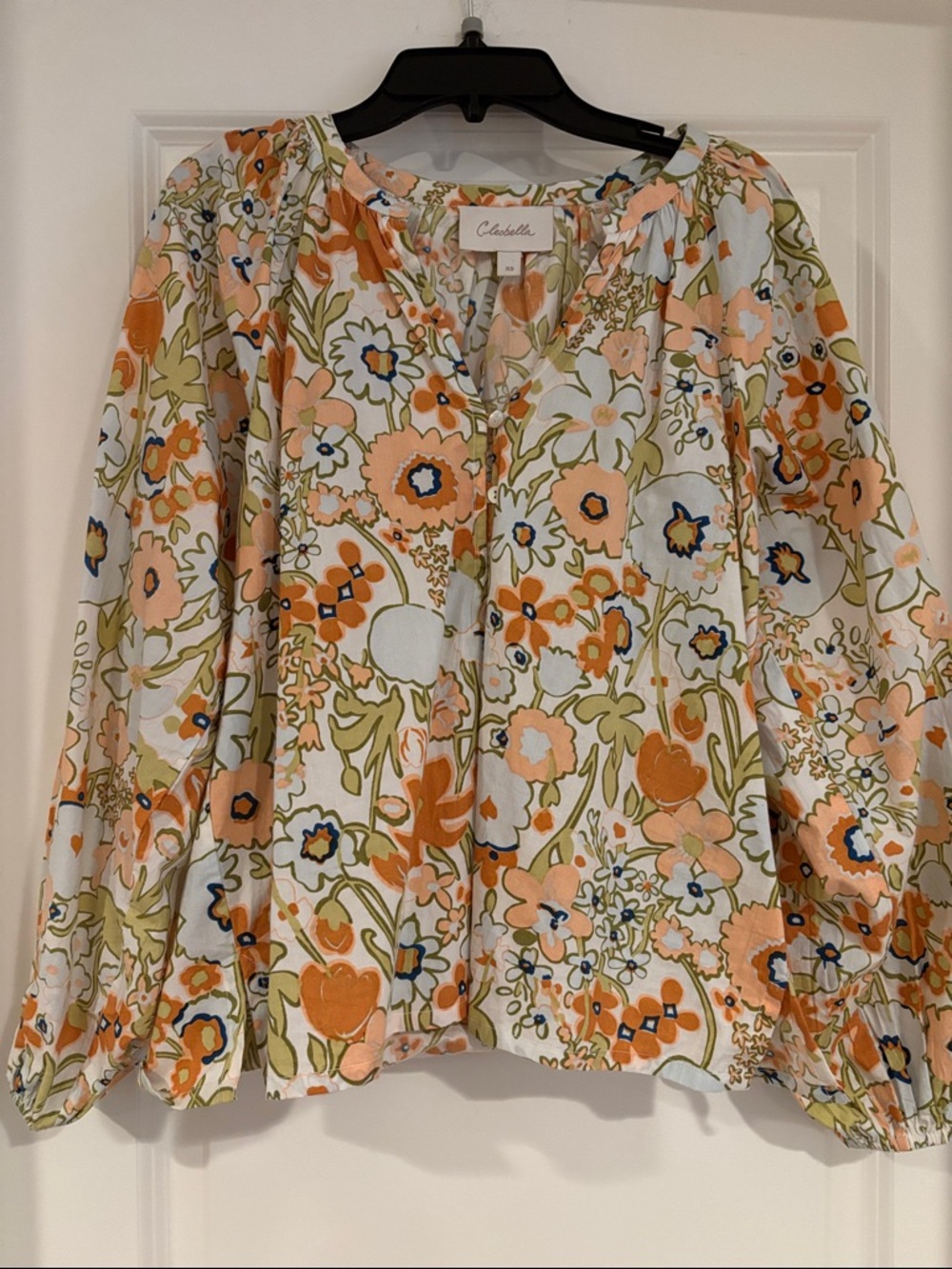 Cleobella Peach & Olive Floral Button-Front Blouse